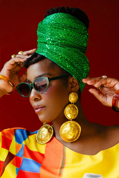 Sequin Green Goddess Headwrap