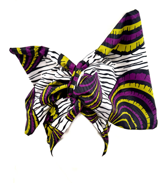 White & Purple Ankara Wire Headwrap