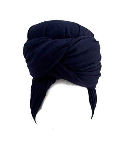 Blue Black Stretch Knit Headwrap
