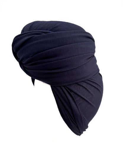 Blue Black Stretch Knit Headwrap