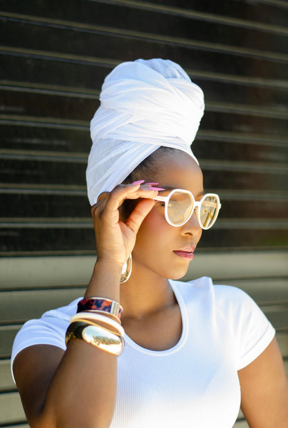 White Stretch Knit Headwrap
