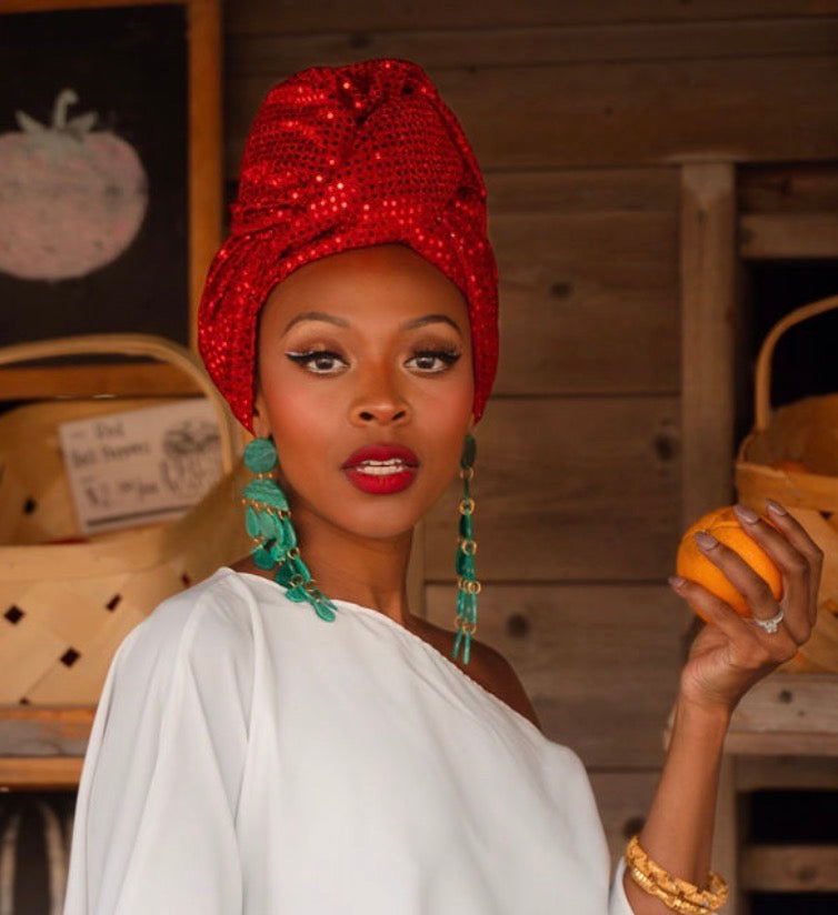 Sequin Red Flame Headwrap